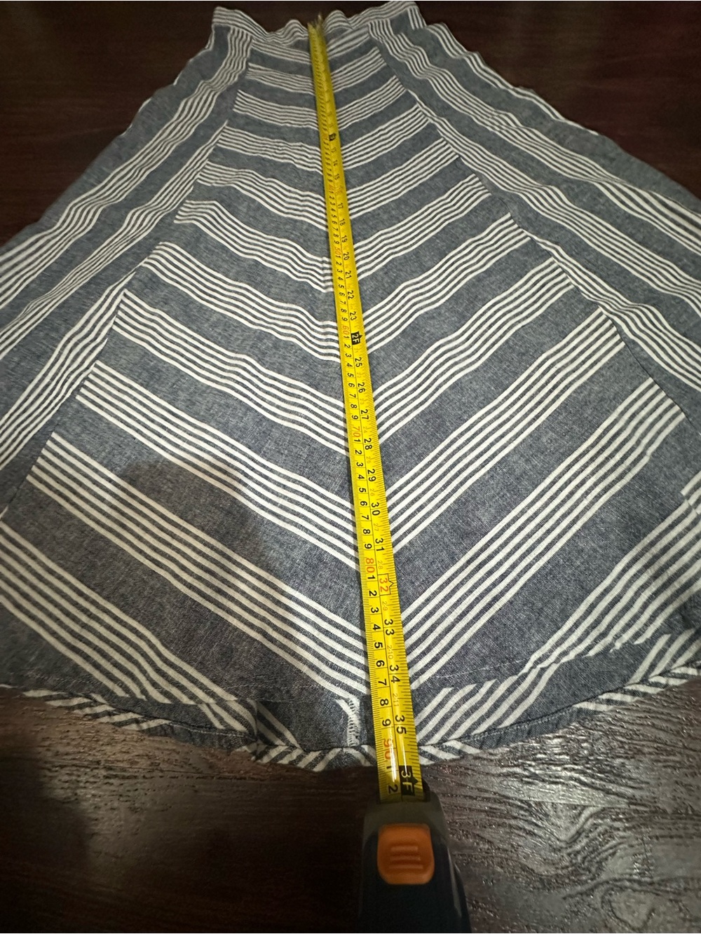 LOFT linen blend dusty blue and White Chevron A-Line Skirt - Picture 2 of 6